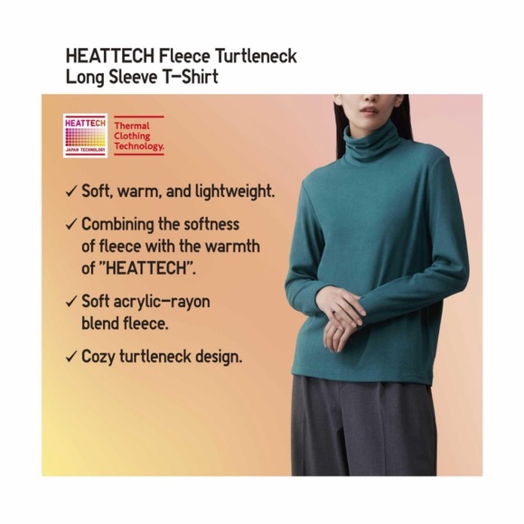 Uniqlo Heattech Fleece Turtleneck long sleeve T-Shirt - Picture 4 of 4